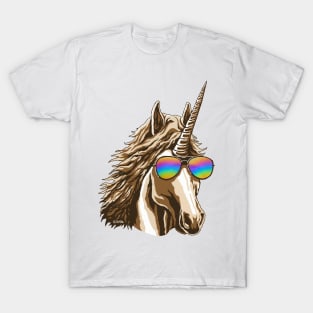 Cool Unicorn with rainbow Sunglasses T-Shirt